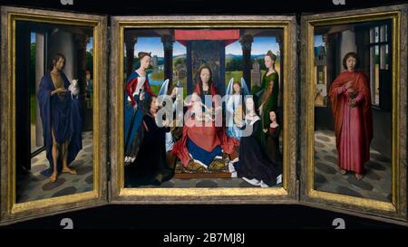 Donne Triptych, Hans Memling, ca. 1478, Stockfoto