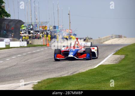 Elkhart Lake, Wisconsin - 23. Juni 2019: (Fahrer) NTT Indycar Race at Road America. Stockfoto