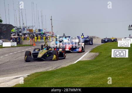 Elkhart Lake, Wisconsin - 23. Juni 2019: (Fahrer) NTT Indycar Race at Road America. Stockfoto