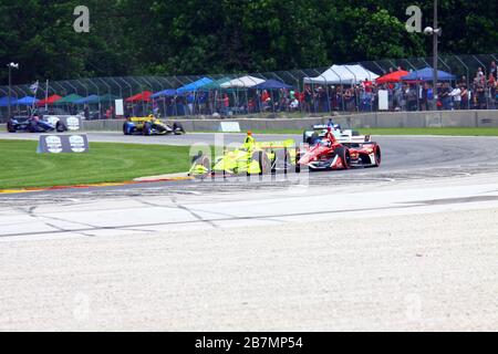 Elkhart Lake, Wisconsin - 23. Juni 2019: 22 Simon Pagenaud, Frankreich, Team Penske beim NTT Indycar Race in Road America. Stockfoto