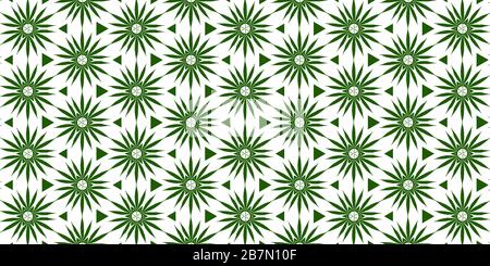 Grünes Marihuana Leaf Repeat Pattern Hintergrund-Illustration für Ihre Projekte. Stockfoto