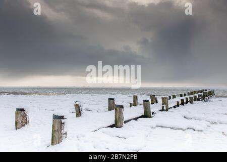 Extremer Winter auf der Insel Föhr, Nordsee, UNESCO-Welterbe, Nordfriesland, Schleswig-Holstein, Norddeutschland, Europa Stockfoto