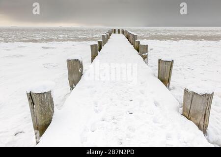 Extremer Winter auf der Insel Föhr, Nordsee, UNESCO-Welterbe, Nordfriesland, Schleswig-Holstein, Norddeutschland, Europa Stockfoto