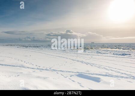 Extremer Winter auf der Insel Föhr, Nordsee, UNESCO-Welterbe, Nordfriesland, Schleswig-Holstein, Norddeutschland, Europa Stockfoto