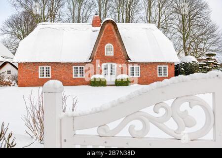 Reethaus, Gemeinde Nieblum, Insel Föhr, Nordsee, Unesco-Weltkulturerbe, Nordfriesland, Schleswig-Holstein, Norddeutschland, Europa Stockfoto