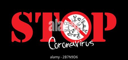 Coronavirus Ikone mit Red Vouter Sign, 2019-nCoV Roman Coronavirus Bakterien. Keine Infektion und stoppen Coronavirus Pandemie. Vektor EPS 10 Stock Vektor