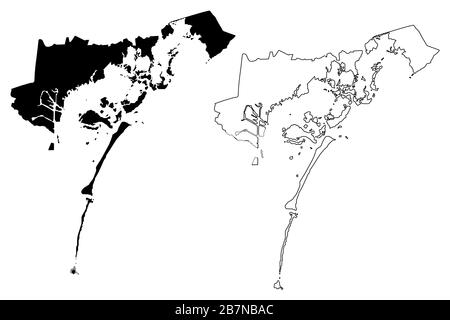 Venedig Stadt (Italienische Republik, Italien, Venetien) Karte Vektor-Illustration, Skizze Stadt Venezia Karte Stock Vektor