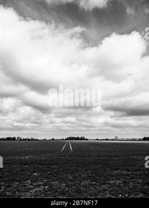 The Chiltern Hills, AONB, Black and White Landscape, Winter Sky's, vom Ridgeway National Trail, Nufied, Oxfordshire, England, Großbritannien und GB aus betrachtet. Stockfoto