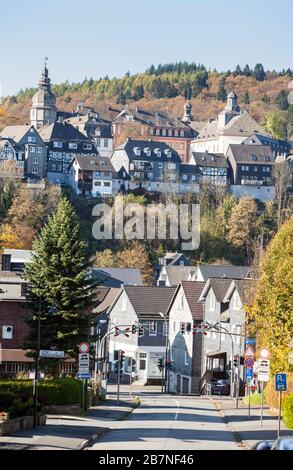 Blick auf Bad Berleburg, Kreis Wittgensteiner Land, Nordrhein-Westfalen, Deutschland, Europa Stockfoto