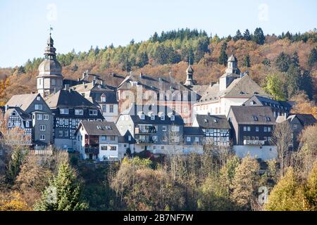 Blick auf Bad Berleburg, Kreis Wittgensteiner Land, Nordrhein-Westfalen, Deutschland, Europa Stockfoto