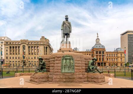 Statue auf dem Kirchplatz in Pretoria Central, der Hauptstadt Südafrikas Stockfoto