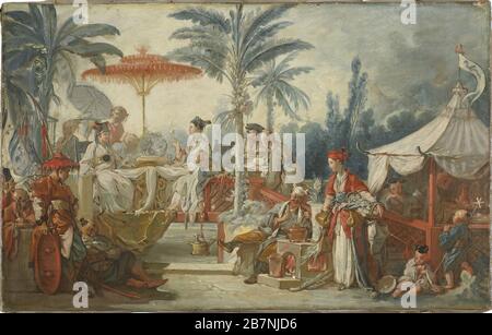 Das Essen des Kaiser von China (Le Repas de l'empereur de Chine), 1742. Gefunden in der Sammlung von Mus&#xe9;e des Beaux-Arts et d'Arch&#xe9;ologie, besa&#xe7;on. Stockfoto