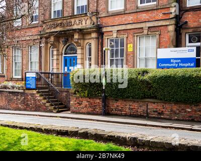 Das Ripon Community Hospital A, Klasse II, führte den ehemaligen Dispens an der Firby Lane in Ripon North Yorkshire England auf Stockfoto