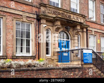 Das Ripon Community Hospital A, Klasse II, führte den ehemaligen Dispens an der Firby Lane in Ripon North Yorkshire England auf Stockfoto