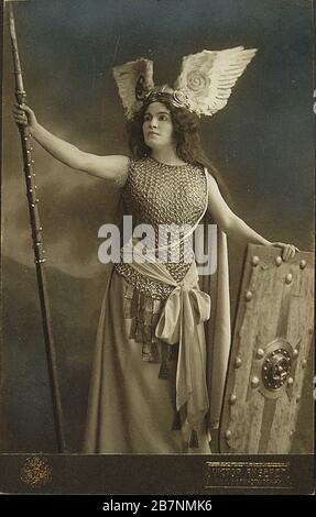 Madame Charles Cahier als BRünhilde in "die Walküre" (The Valkyrie). Gefunden in der Sammlung des Theatermuseums, Wien. Stockfoto