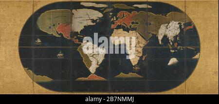 Karte der Welt, 16. Jahrhundert. Private Sammlung. Stockfoto