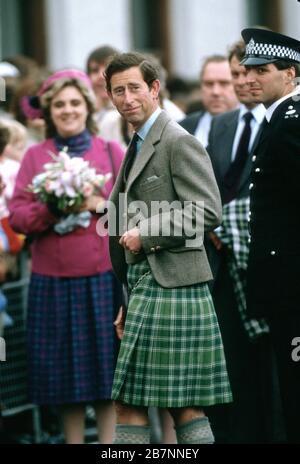 HRH Prince Charles besucht die Western Isles, Schottland, Juli 1985 Stockfoto