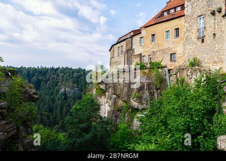 Burg Hohnstein im Elbsandsteingebirge in Sachsen Stockfoto