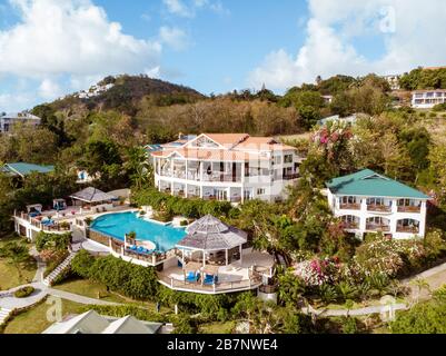 Saint Lucia caribbean, ein Paar auf Urlaub auf der tropischen Insel St. Lucia, Männer und Frauen auf einer ehrlichen Reise Stockfoto