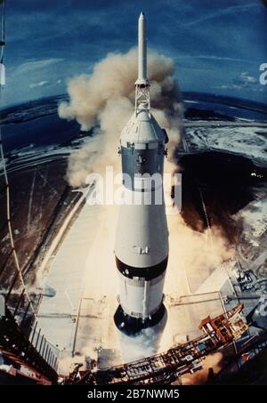 Apollo hebt ab, 1969. Die Apollo 11-Mission startete am 16. Juli 1969 vom Kennedy Space Center in Florida. Stockfoto
