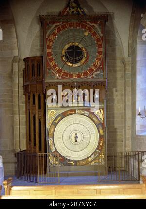 Kathedrale Von Lund, Schweden. Mittelalteruhr (astronomisch aus Horologium Mirabile Lundense) aus den 1400er Jahren, Stockfoto