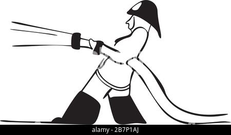 Feuerwehrmann bricht ein Feuer aus Stock Vektor