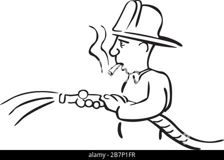 Feuerwehrmann mit Feuerwehrschlauch Stock Vektor