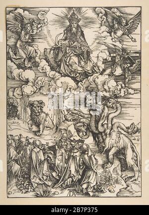 Das Biest mit zwei Hörnern wie ein Lamm, aus der Apokalypse, lateinische Ausgabe 1511, ca. 1496. Stockfoto