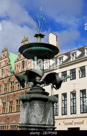 Brunnen in Hojbro Plads, Kopenhagen, Neuseeland, Dänemark, Europa Stockfoto