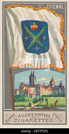 St. Etienne, von der City Flags Serie (N6) für alle &amp; Ginter Cigarettes Brands, im Jahr 1887. Stockfoto