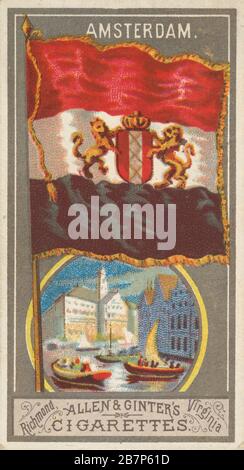 Amsterdam, aus der City Flags Serie (N6) für alle &amp; Ginter Zigarettenmarken, 1886er. Stockfoto