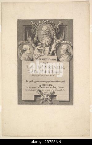 Voltaire, fr&#xe9;ron et la Beaumelle, 1775. Border entworfen von CL&#xe9;ment Pierre Marillier Stockfoto