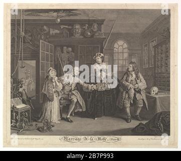 Marriage A-la-Mode, Plate III, April 1745. Nach William Hogarth Stockfoto