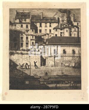 Die Leichenhalle, Paris (La Morgue), 1854. Stockfoto