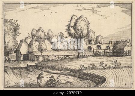 Straße auf einem Feld, Platte 16 von Regiunculae et Villae aliquot Ducatus brabantiae, Ca. 1610. Nach dem Meister der kleinen Landschaften. Stockfoto