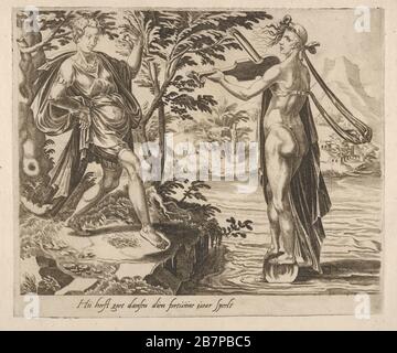 Der, dem Fortune gerade spielt, tanzt fröhlich aus sechs Sprichworten über Fortune, Ca. 1560. Stockfoto