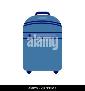 Blauer Reise-Koffer, Tasche bunte Illustration Cartoon Stock Vektor