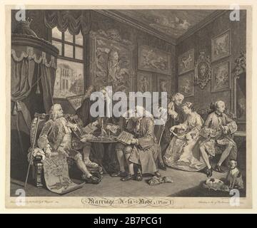 Marriage A-la-Mode, Plate I, 1. April 1745. Nach William Hogarth Stockfoto