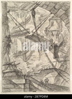 Die Zugbrücke von Carceri d'invenzione (imaginäre Gefängnisse), ca. 1749-50. Stockfoto