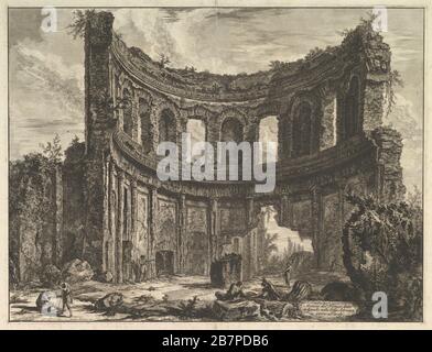 Avandi del Tempio detto di Apollo nella Villa Adriana vicino a Tivoli (Hadriansvilla. Überreste des kleineren Palastes [früher Apollo Tempel genannt]), Ca. 17666. Stockfoto