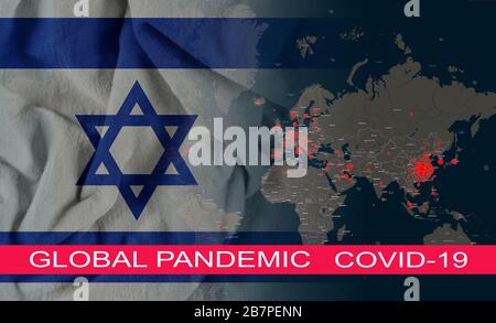 Baned reist Quarantäne globalen pandemischen Corona-Virus mit COVID-19 Coronavirus chinesische Infektion des Israel Stockfoto