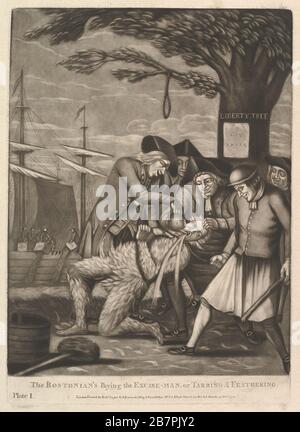 Die Bostonier zahlen den Excise-Man, oder tarring &amp; Feathering, 31. Oktober 1774. Stockfoto