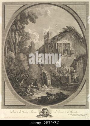 Paysage au Moulin (Windmühlenlandschaft), 18. Jahrhundert. Stockfoto