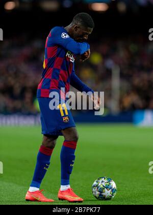 BARCELONA, SPANIEN - 5. NOVEMBER: Ousmane Dembele vom FC Barcelona während des UEFA Champions League Gruppe F Fußballspiels zwischen dem FC Barcelona und Slavia Stockfoto