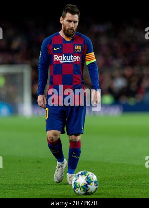 BARCELONA, SPANIEN - 5. NOVEMBER: Leo Messi vom FC Barcelona während des UEFA Champions League Gruppe F Fußballspiels zwischen dem FC Barcelona und Slavia Prag Stockfoto