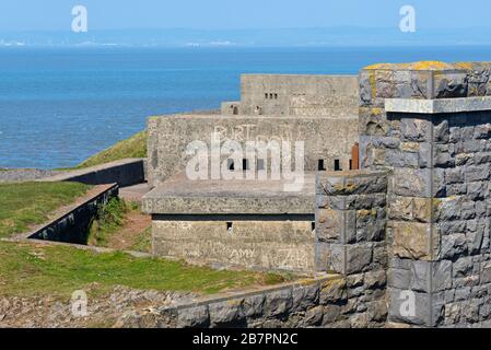 Das napoleonische Brean Down Fort an der Somerset Coast bei Weston-Super-Stute, England, Großbritannien, gehört heute dem National Trust und wird von diesem verwaltet Stockfoto