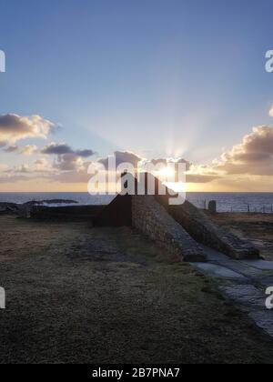 Dun na MBO Prehistoric Fort bei Belmullet im County Mayo - Irland Stockfoto