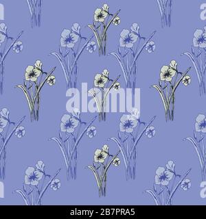 Der Blumenstrauß der Wildblumen ist nahtlos. Kunstelement für Design. Handgefertigte Blumenillustration. Stockfoto