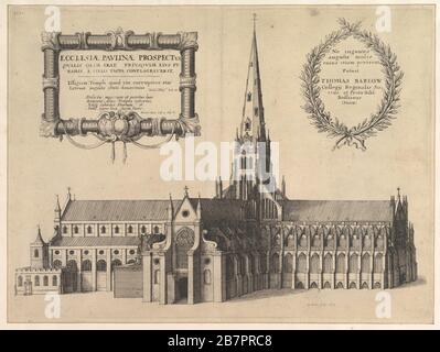 Der heilige Paul aus dem Süden zeigt die Spire (Ecclesiae Paulinae prospectus...), 1657. Stockfoto