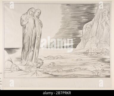 Der Kreis der Verräter: Dantes Fuß markante Bocca degli Abbate, von Dantes Inferno, Canto XXXII, ca. 1825-27. Stockfoto